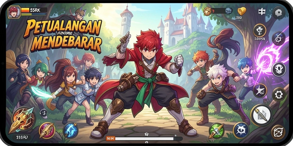 Gameplay menarik dari 55RK dengan karakter anime yang mengesankan.
