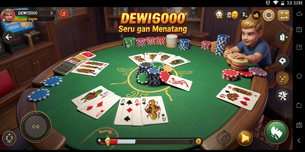 Tampilan gameplay Gaple yang seru dan kompetitif di DEWI5000.