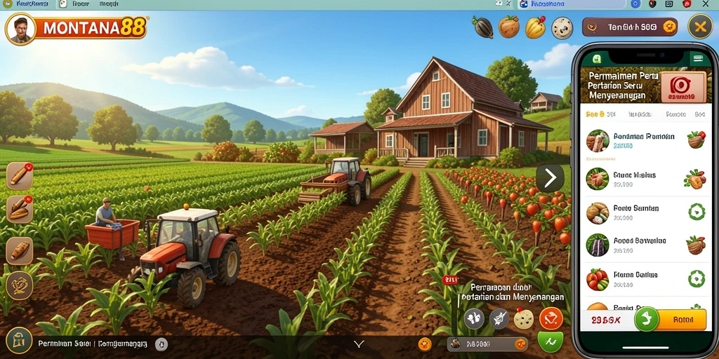 Tampilan gameplay MONTANA88 yang seru dengan aktivitas bertani.