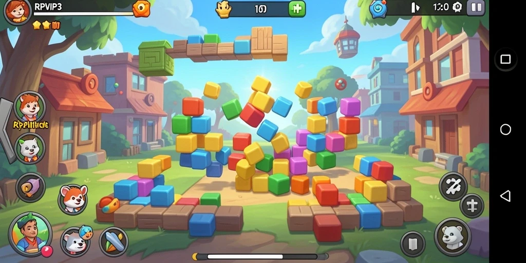 Tampilan gameplay Puzzle seru dan penuh warna di RPVIP3.