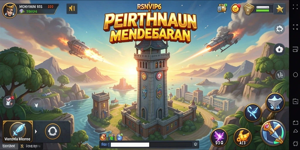 Screenshot gameplay RSNVIP6 menampilkan strategi menara yang intens.